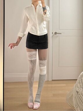 Crisp White Button-Up Shirt with Classic Collar